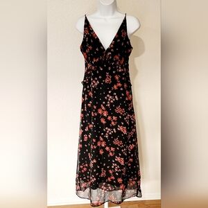 Bila77 Gilmore Floral Black and Red Women's Dress | Small